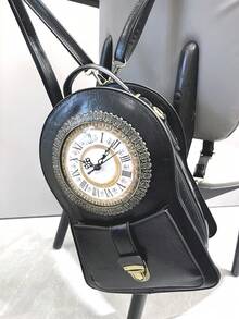 奢华设计师钟形背包斜挎包 PU 皮革女士包 - 黑色 - 查看 5