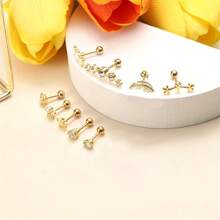 Phẫu thuật Thép không gỉ 16G Sụn Bông tai Bông Xoắn ốc Sofa Vòng Qua Bịt Tai Opal Bông Tai Sáng Bóng - Vàng - Xem 5