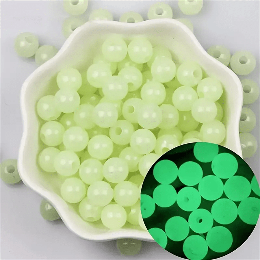 200pcs 6mm Acrylic Glow In The Dark Beads, Natural Color With Hole, Luminous Loose Beads - DIY Jewelry Making Supplies For Bracelet, Necklace, Accessories