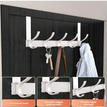 1pc Over The Door Hanger With Hook, Easy To Install, No Need To Punch Holes Hanging Metal Over The Door Hanger, For Hats, Keys, Home Space Saving Storage, For Entrance, Bathroom, Bedroom, Home, Dormitory Bathroom Accessories Bathroom Tools - 多色 - 查看 7