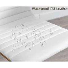 WAHSON OFFICE CHAIRS 2PCS Wahson Bar Stool Industrial Bar Chair PU Leather Bar Stool Height Adjustable Kitchen Bar Chair, High Bar Stool With Gold Leg For Bar And Kitchen, White - White - View 4