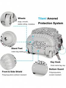 Tilami Rolling Backpack Armor Luggage Travel Laptop 18 Inch Multifunction Wheeled Luggage For Trip, Leopard,Bookbag,Back To School,Backpack For School, Travel Accessories Must Have, Suitcase, Luggage For Travel - 白色 - 查看 3