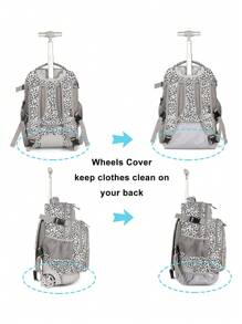 Tilami Rolling Backpack Armor Luggage Travel Laptop 18 Inch Multifunction Wheeled Luggage For Trip, Leopard,Bookbag,Back To School,Backpack For School, Travel Accessories Must Have, Suitcase, Luggage For Travel - 白色 - 查看 4