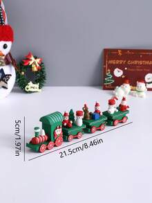 1pc 4-Section Wooden Snowman Shaped Train Home Decor, Christmas Tree/Window Display Ornament, Desktop Decoration (Boxed),Christmas - Multicolor - View 9