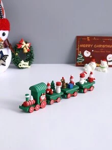 1pc 4-Section Wooden Snowman Shaped Train Home Decor, Christmas Tree/Window Display Ornament, Desktop Decoration (Boxed),Christmas - Multicolor - View 10