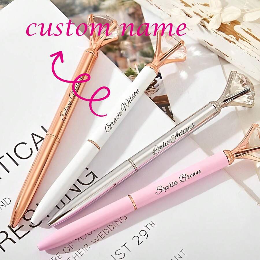 1pc Minimalist Personalized Diamond Pen, Party Gift, Study, Work, Custom Name Ballpoint Pen, Maggie Christmas Gift