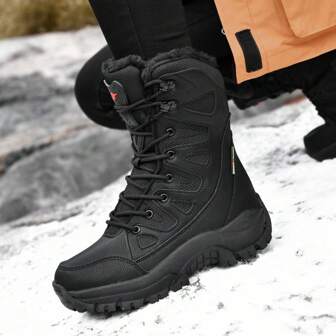 Women's High-Top Snow Boots, Thick Sole Warm Winter Shoes, Outdoor Casual Sneakers