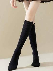 10双秋冬黑白双色可直筒或叠穿基础日常简约百搭男女童情侣袜柔软亲肤舒适透气厚实保暖男女情侣长筒袜 - 黑與白 - 查看 7