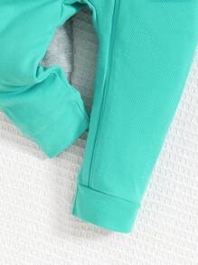 2 Stücke/Set Baby Jungen Einfarbig Langarm Reißverschluss Jumpsuit Set - Grau - Übersicht 5