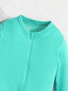 2 Stücke/Set Baby Jungen Einfarbig Langarm Reißverschluss Jumpsuit Set - Grau - Übersicht 3