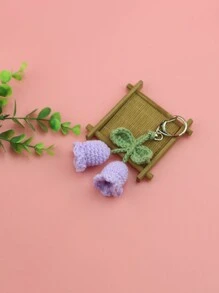 手工钩针编织丁香花吊坠钥匙扣配件钥匙扣配件女士钥匙扣 - 淡紫色 - 查看 1