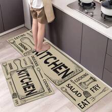 1 Thảm chùi chân nhà bếp mềm mại và thoải mái có in hoa văn, chống thấm dầu, dễ lau chùi và bền, thích hợp cho phòng khách, hành lang, phòng tắm, trang trí phòng giặt - Nhiều màu - Xem 1