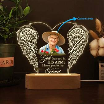 Mom Photo Frame Memorial Night Light, Memorial Plaque Night Light, God Holds You In His Arms, Unique Condolence Gifts For The Loss Of Your Mom, Custom Lights To Commemorate A Loved One, Valentine Day, Valentine Day Decor Waterproof, Anti-Mold Stylish, Adorable, High-Quality Custom, Personalized, Unique Ideal Gifts For Her Boyfriend, Girlfriend, Dad, Mom, Family, Friends, Son, Daughter, School Students, Kids For Anniversaries, For Birthdays School, Office, Home Graduation