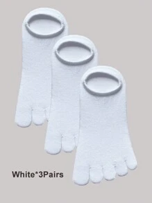 3 Pairs Plus Size Women Solid Color Toeless Ankle Socks, Suitable For Daily Casual Or Sports Wear