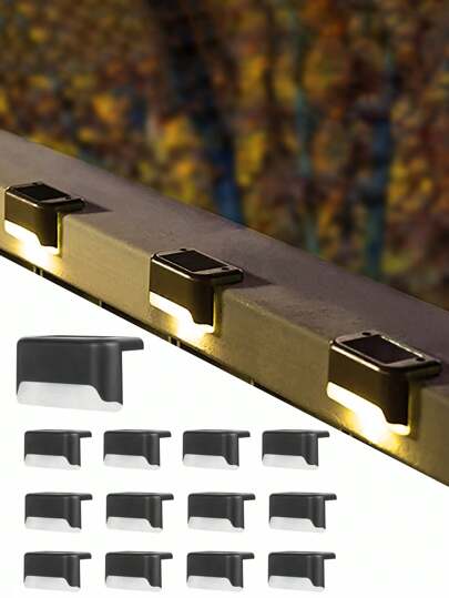 4pcs Outdoor Solar Deck Lights, Solar LED Lights, Waterproof Solar LED Stair Lights, Suitable For Patio, Garden, Railing, Deck, Yard, Path Decor Lighting