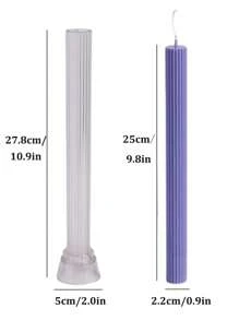 Mold pentru lumânări cu dungi verticale de 25 cm, coloană cu stâlp lung, turnă pentru lumânări din plastic, cilindru subțire, pentru pc, acril, pentru lumânări, bețișoare de ceară, fabricare, petrecere de nuntă, decorare pentru lumânări de masă.