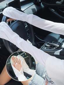 1 زوج أكمام ذراع من الحرير الرقيق، قفازات واقية من الشمس قابلة للتنفس من دون جنس للقيادة، مقاس كبير فضفاض