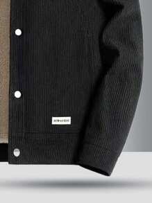 新款男士长袖户外运动休闲纯色多功能保暖加厚外套，冬季/秋季 - 黑色 - 查看 4