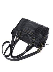 New Women's Handbag, Washed Fabric Tote Bag, Large Capacity, Perfect For Back To School, College, High School, Workplace - Black - View 7