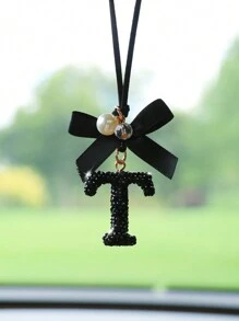 1pc Black Ceramic Letter Car Interior Hanging Decor - one-size - View 12