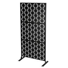 ZhdnBhnos LINSIE Outdoor Privacy Screen 6.2FT Height Checker Pattern Privacy Screen Panels Decorative Panels Freestanding Outdoor Privacy Fence Screens For Patio, Balcony, Garden, Porch, Black Outdoor Decorative Privacy Screen Panel Planter Wall Metal Fence Panels Black The Best Gift/Present For Family&Friends Happy Christmas - Black - View 11
