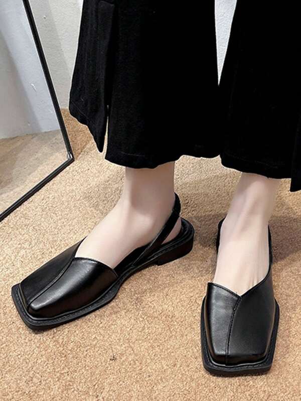 2024 Nowe damskie kwadratowe buty typu slip-on z gumką, modne buty damskie