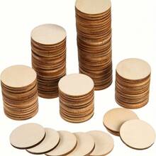 20mm/30mm/40mm/50mm Blank Round Wooden Rings Craft Supplies - Assorted Sizes, For DIY Projects Sliced Discs, Pendants And Christmas Ornaments, No Hole - Suitable For All Seasons - Multicolor - View 12