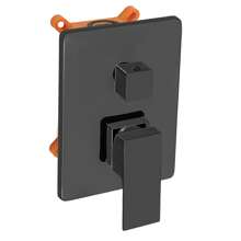 Concealed Shower Fitting Set 25x25cm Black/Silver Square Anti-Scalding Shower Set With Rain Shower Hand Shower - Black - View 9