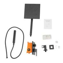 Concealed Shower Fitting Set 25x25cm Black/Silver Square Anti-Scalding Shower Set With Rain Shower Hand Shower - Black - View 10