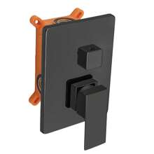 Concealed Shower Fitting Set 25x25cm Black/Silver Square Anti-Scalding Shower Set With Rain Shower Hand Shower - Black - View 8