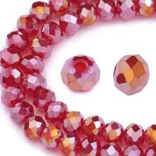 50-200 件红色玻璃水晶刻面圆珠，3-6 毫米，DIY 珠宝制作用品，适用于手链、项链、耳环 - 一袋 - 查看 10