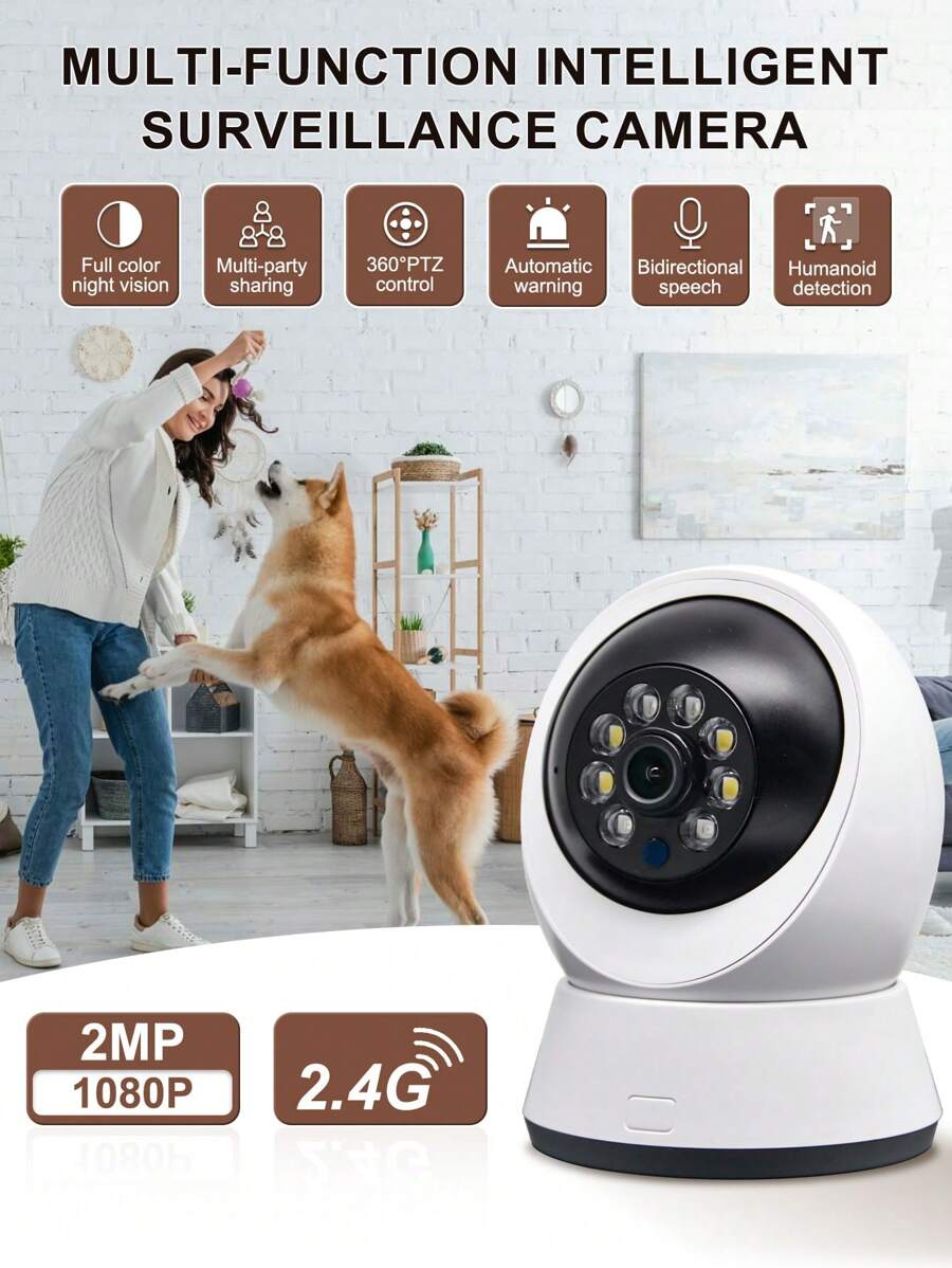 Teruhal 1 Camera an ninh trong nhà WiFi không dây 1080P HD, Âm thanh hai chiều 355°, Phát hiện chuyển động AI, Đẩy báo động 2.4G, Giám sát video, Điều khiển từ xa, Camera vòm toàn cảnh, Tương thích với thẻ SD/TF 128G, Lưu trữ đám mây, ỨNG DỤNG di động, USB Camera Mạng 5V, Quà Tặng Điện Tử - trắng - Xem 1