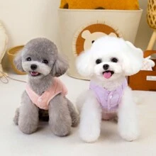 1 PC Winter Pet Dog Jacket Candy Color Clothes Small Dogs Clothing Coat Vest Trackable Pet Outfits - Pink - View 4
