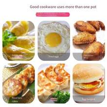 1pc Hamburger & Egg Frying Pan, Household Breakfast Poached Egg & Pancake Pan, Non-Stick Flat Bottom Frying Pan With Multi-Hole Mold - Multicolor - View 5