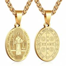 Saint Benedict Necklace For Men  Medal Stainless Steel Saint Benedict Of God Pendant Medallion Holy Saint Benedict Charm - Saint Benedict - View 14