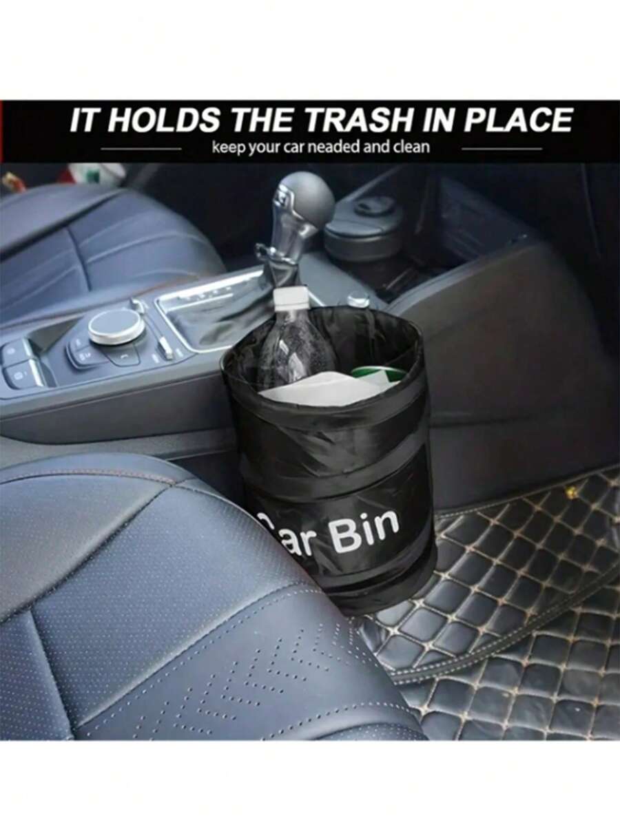 Multi-Function Car Trash Can, Spiral Shaped Garbage Can, Collapsible Car Litter Bin, Car Trash Organizer - Black - View 1