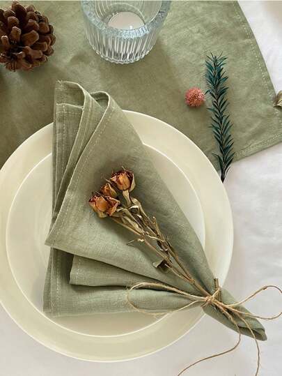 6/12/300pcs Vintage European Style Solid Color Simple Soft Absorbent Hotel Restaurant Home Party Decorative Napkins, Tablecloths, Dish Towels