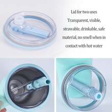 (1 Lid And 1 Straw) Flip Top Straw Replacement For 40 Oz Tumbler, Spill And Splash Proof Car Cup Lid, Reusable Plastic Cup Lid With Straw And Spill Proof Lid