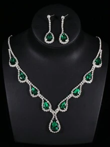 Set de 4 piezas: Corona de niña de las flores para boda, conjunto de collar y aretes de cristal, accesorios para vestirse para fiesta, festival y evento, apropiado para presentaciones en escenario, pasarela y regalo de cumpleaños para niños