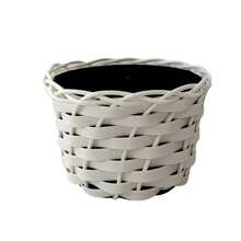 Small White Cachepot Braided Vase - 白色 - 查看 1