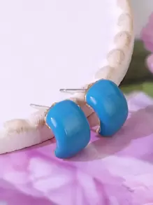 1 Pair Fashionable Simple Half C Stud Earrings