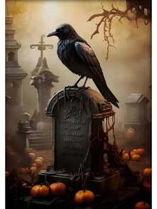 1 件复古黑暗学院哥特式幽灵猫乌鸦海报和印刷品帆布画墙壁艺术万圣节图片适用于房间家居装饰无框架万圣节派对、圣诞节装饰 - 彩色 - 查看 28