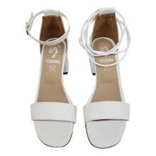 Sandalias Tacón Bajo Grueso Pulsera Y Correa Gladiador 2 En1 - Blanco - Ver 4