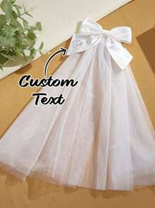 1 Stück individuell angefertigter Brautschleier, individuell angefertigter Brautschleier mit Phrasen, personalisierter Brautschleier mit Phrasen, personalisierte Stickerei für Brautaccessoires, personalisierte Stickerei Brautschleier, Hochzeitsgeschenk, Junggesellinnenabschiedsgeschenk, Geschenk für sie - Weiss - Übersicht 2