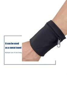 1 件黑色户外运动腕带袋、臂带手机支架，适用于骑行、健身、跑步收纳袋