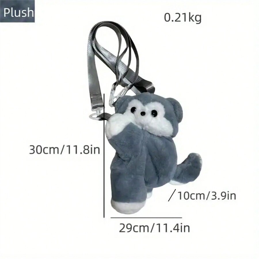 Cute Plush Husky Puppy Portable Electronic Product Storage Bag, Can