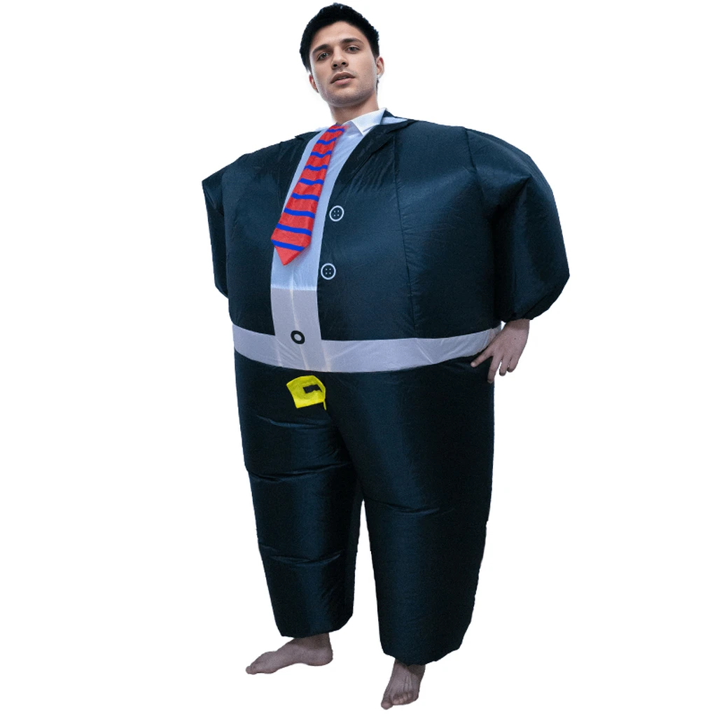 1 Set Inflatable Men In Suits Costume (Fan + Inflatable Suit) For Halloween, Carnival, Festival, Party, Stage Performance (Excluding Batteries) - Black - View 1