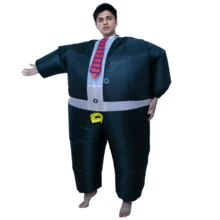 1 Set Inflatable Men In Suits Costume (Fan + Inflatable Suit) For Halloween, Carnival, Festival, Party, Stage Performance (Excluding Batteries) - Black - View 2