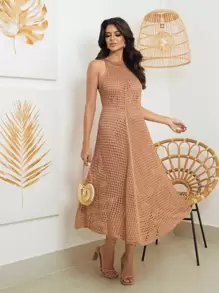 Women Sweater Dresses - 新米色 - 查看 5
