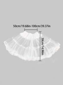 1pc Women's White Cloud Soft Tulle Skirt, Lolita Style 38CM Daily Casual Petticoat, Summer Lolita Short Candy Floss Puff Skirt Lining - White - View 2